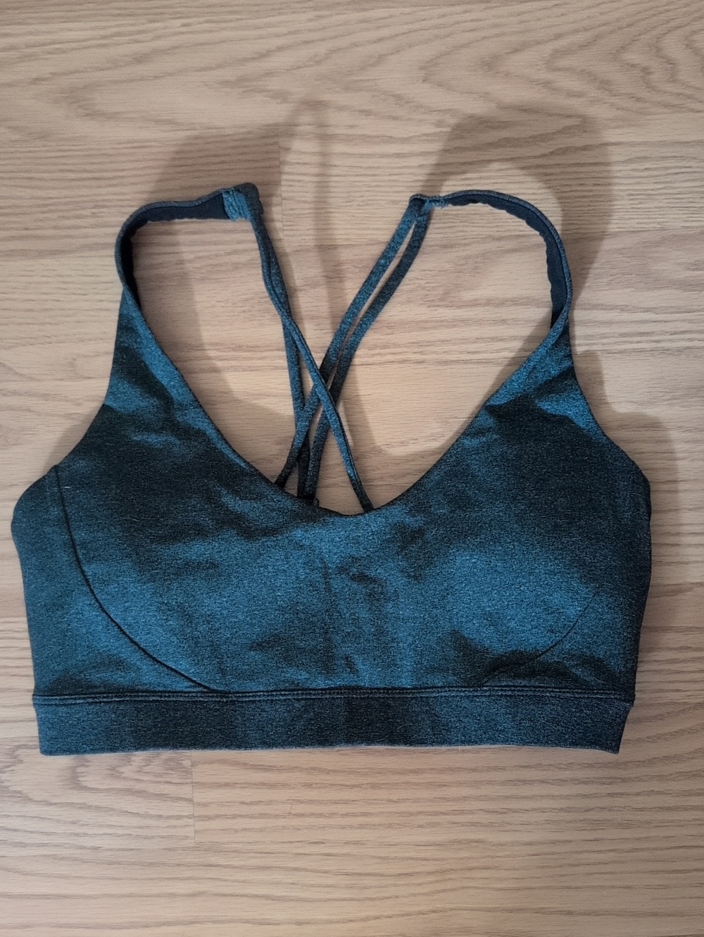 Prana Teal-Black Shimmer Strappy Sports Bra